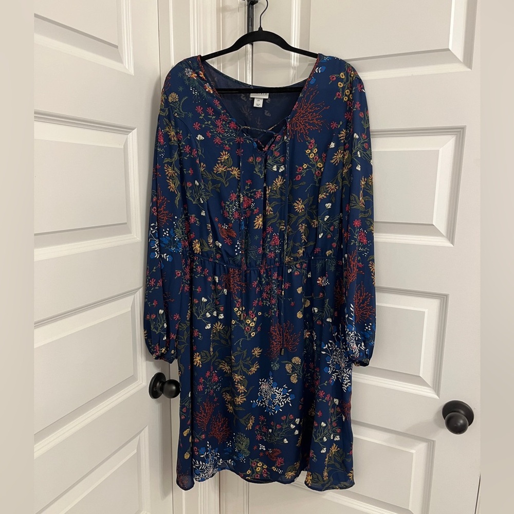 Blue flowy dress, Ava & Viv 2X